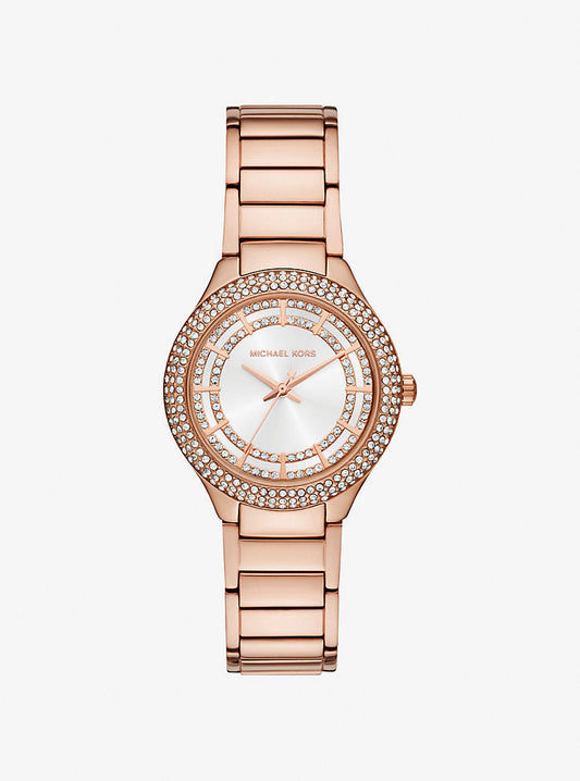 Reloj Sylvia mini en tono dorado rosa con incrustaciones